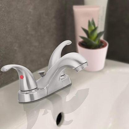 Aqua Vista 15-B42WP-BN-AV Two Handle Bathroom Sink Faucet, Brushed Nickel