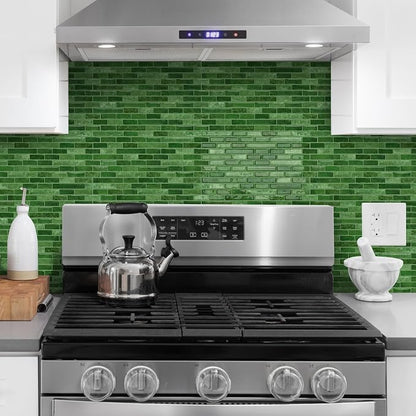 URCOLOR 10-Sheet Kitchen Backsplash Tiles Peel and Stick, 12”×12” Self Adhesive Wall Tile for Bathroom, Jade Green