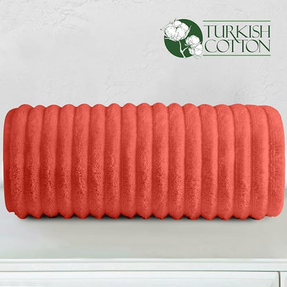 Elegant Comfort 100% Turkish Cotton Corduroy Ribbed Luxury Jumbo Bath Towel Ultra Soft - 35 x 70 Inch - Luxury Spa Premium Hotel Quality Highly Absorbent and Quick Dry Large Bath Towel, Coral