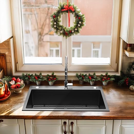 YITAHOME Drop In Kitchen Sink 33 Inch Top mount Stainless Steel Nano | Prep Kitchen, Bar 33 x 19 x 10inch