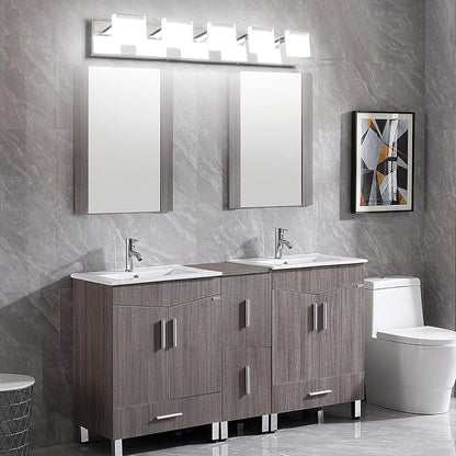 Ralbay LED Modern Bathroom Vanity Lights 5 Lights Acrylic Stainless Steel Bathroom Wall Light Fixture