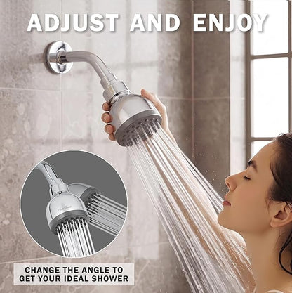 Aqua Elegante High Pressure Shower Head - 1.8 GPM - Polished Chrome | Best 3 Inch Wall Mount Bathroom Showerhead For Boosting Low Flow With Anti-Clog Nozzles, Adjustable Brass Ball Joint