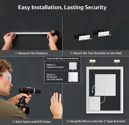 24"x32" LED Bathroom Mirror with Lights, Backlit+Frontlit, Anti-Fog | CRI 95, Stepless Dimmable, 3 Colors Lighting, Shatterproof Tempered Glass, HD Reflection, Memory, (Horizontal/Vertical)