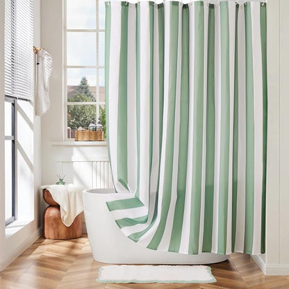 Ohocut Vertical Striped Shower Curtain, Cute Retro Vintage Stripe Bow Bathroom Shower Curtain, Waterproof Polyester Fabric Modern Bath Curtain for Bathroom 72x72 Inches Sage Green