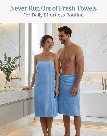 Casa Platino 100% Cotton 2 Pack Bath Towels (30"x60") - Ring Spun Mercerized Cotton Bathroom Towels Set - Quick Dry, Soft & Absorbent Large Bath Towels - Machine Wash in Cold Water - Cerulean Blue