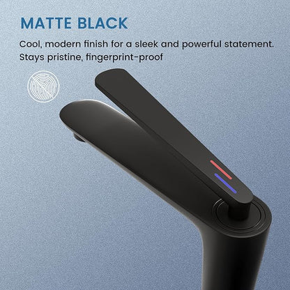 Bathroom Faucet Matte Black, One Hole Single Handle Vessel Sink Faucet, Brass Bathroom Faucet for Vanity Sink Restroom Guestroom RVs