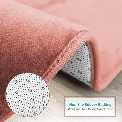 Clara Clark Bathroom Rugs, Velvet Memory Foam Bath Mat, Non-Slip, Machine Washable Bath Rugs - Dries Quickly, Ultra Soft Plush Bath Mats for Bathroom, 17 x 24, Misty Rose