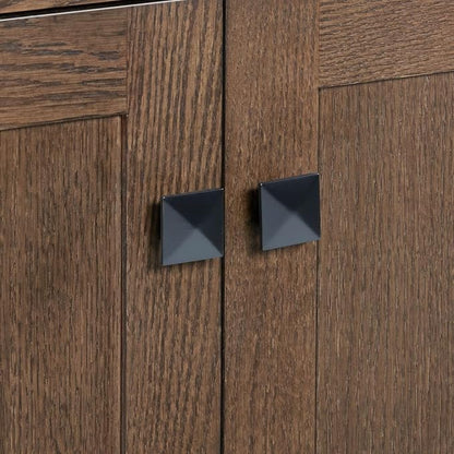 ARIEL Cambridge 36-inch Bathroom Vanity Base Cabinet,Solid Wood, 2 Soft Closing Doors, 5 Dovetail Drawers, Brown Oak