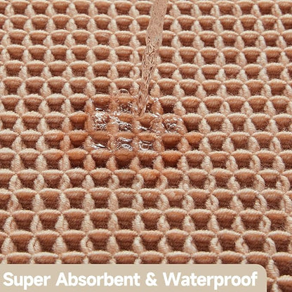 TYUU Waffle Bath Mat, Boho Bathroom Rugs Non Slip, 48x24 Light Peach | Super Absorbent Quick Dry Bath Rug, Non-Slip Backing, Soft Waffle Washable Farmhouse Bathroom Mats, Tub, Shower & Home Decor