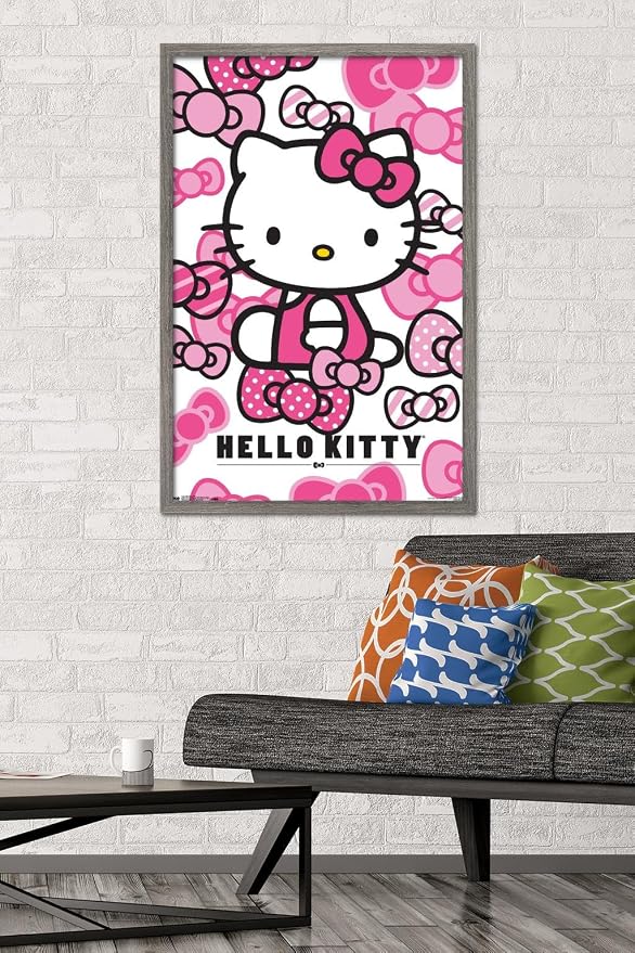 Trends International Hello Kitty - Bows Wall Poster, 22.375" x 34", Barnwood Framed Version