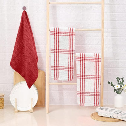 DAN RIVER Red Kitchen Towels, 12 Pack, 16x26 Inches Absorbent Dish Towels | 100% Cotton Absorbent Soft cotton kitchen towels for drying dishes, Quick Dry, Dish Towels for kitchen,Tea and Bar towels set