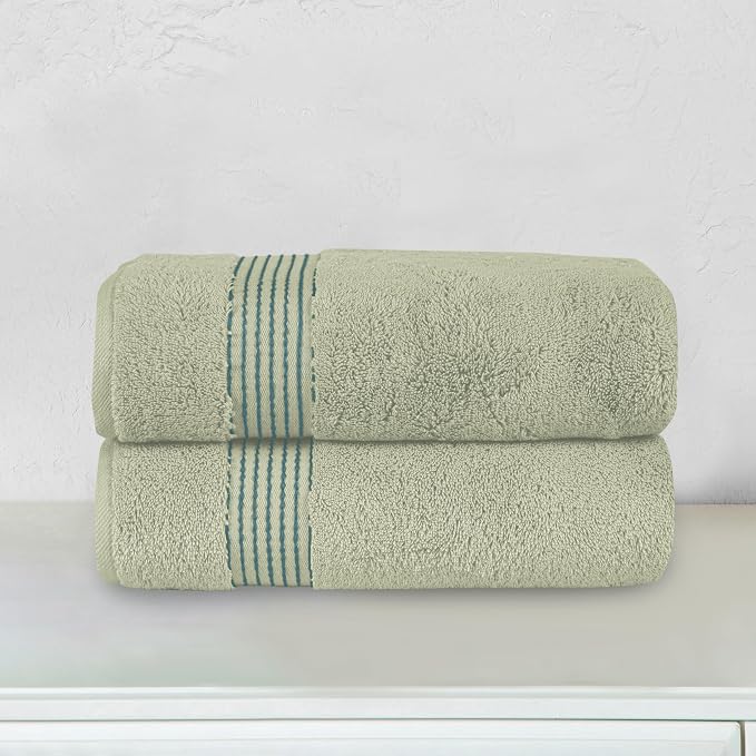 Elegant Comfort Premium Turkish Cotton 2 Pack Bath Towel Set - 27 x 54 inch, Luxurious Hotel Spa Quality 100% Turkish Cotton 2PC Bath Towel Set - Highly Absorbent - Soft Bathroom Towels, Mint Green