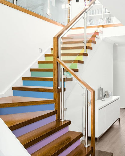 FLFK Rainbow Stair Riser Decals, Self-Adhesive Strips, Multicolor Decorative Stickers, Peel and Stick Design, Modern Style, 39.3" W x 7.08" H x 13Pcs, for Indoor Staircase Decoration