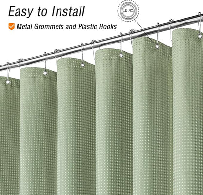 Small Stall Sage Green Fabric Shower Curtain, 36 x 72 | Narrow Half Cloth-Textured Shower Curtain for Bathroom, Water Repellent, Machine Washable