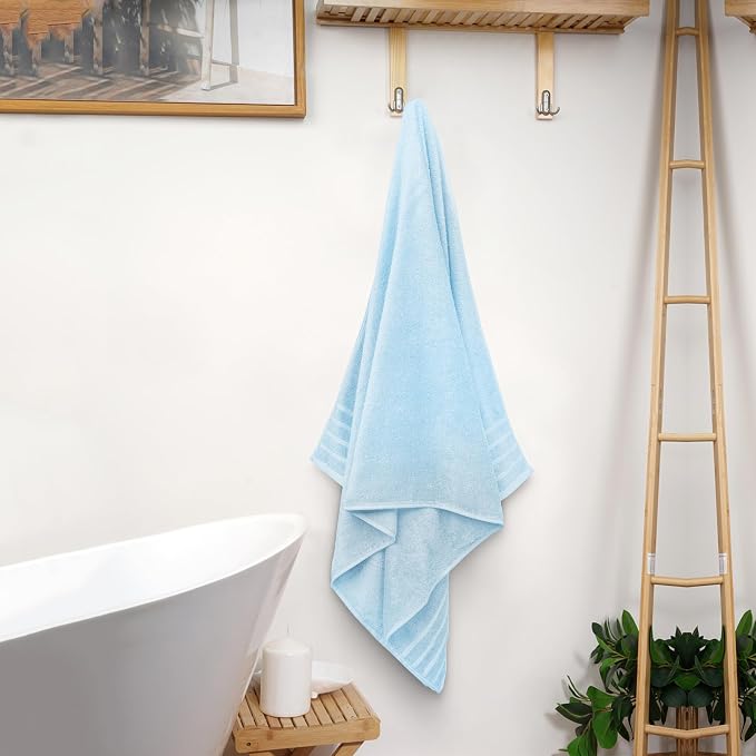 Avalon Towels Bath Towels Set of 4, Size 30 x 60 Inches - 60% Cotton, 40% Viscose Made from Bamboo, Soft and Absorbent, Thin and Quick Drying, Lightweight, Perfect for Daily Use