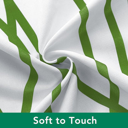 Fabric Modern Shower Curtain-Sage and White Shower Curtains for Bathroom | 72"W x 72"L Textured Faux Linen Luxury Hotel Quality Washable-Abstract Wavy Cloth Bath Curtain-Apartment Minimalist Decor