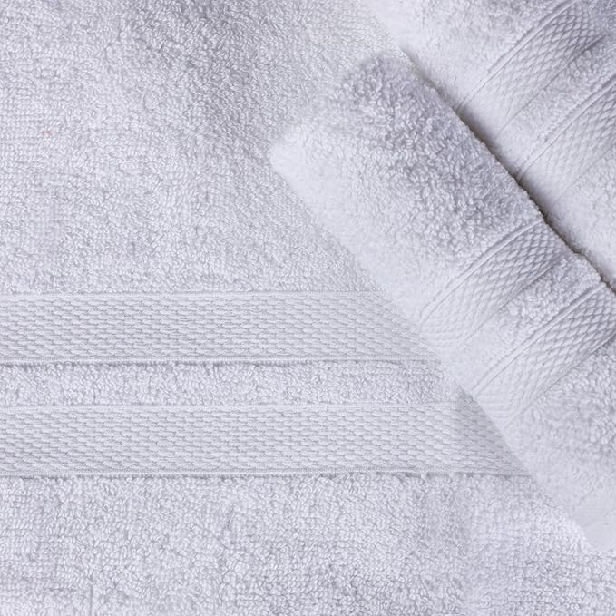 Superior Ultra-Soft 3-Piece Cotton Towel Set, Daily Use for Bathroom, Guest Room, Quick Dry, Set Includes 1 Bath Towel, 1 Hand Towel and 1 Washcloth, Essential Plush Towels for Home, White