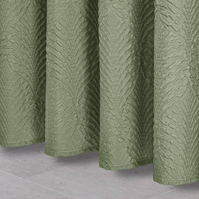 36x72 Small Stall Shower Curtain, Ombre Sage Green Embossed Half Bath Curtain