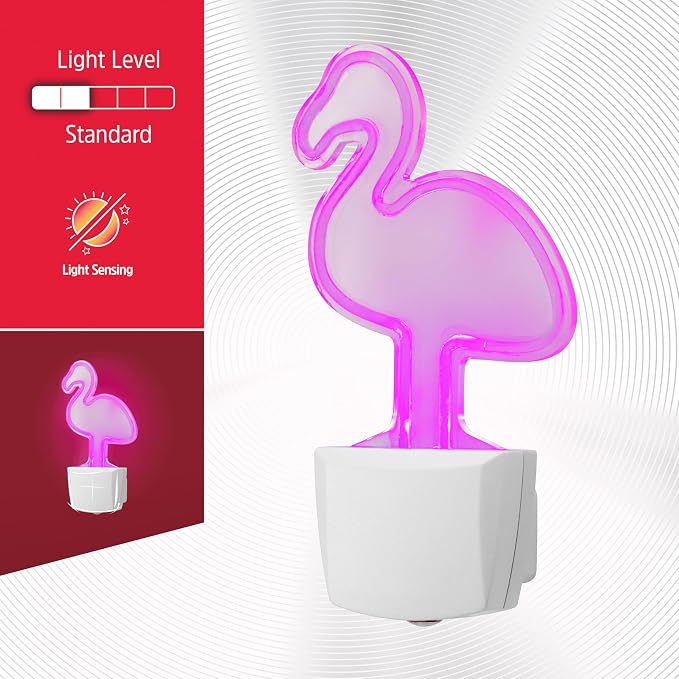 Energizer Flamingo Night Light, Neon, Auto On/Off, Pink | Night Light for Kids Room, Bedroom, and Nursery, Girls Room Décor, Gift for Girl, UL Certified