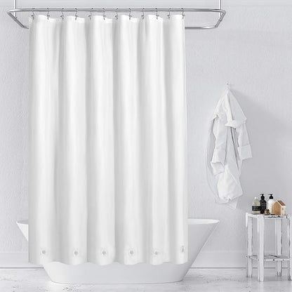 Barossa Design Extra Long Shower Curtain Liner with 6 Magnets - 72" x 84" XL White Waterproof PEVA Shower Liner for Bathroom, PVC Free, Metal Grommets - White, 72x84