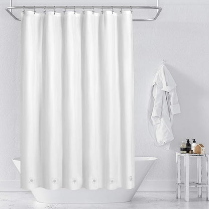 Barossa Design White Shower Curtain Liner with 6 Magnets - Waterproof PEVA Shower Liner for Bath Tub, 72" x 72" Standard Size, PVC Free & Metal Grommets - White, 72x72