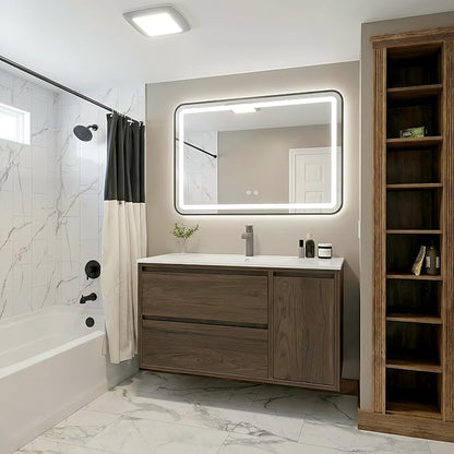 36-inch Luxury Bathroom Vanity with Sink, Stunning Walnut Finish, 2 Large Drawers & Hidden Storage, Invisible Handles, Moisture-Resistant. Ideal for Bathroom remodel and Upgrade.