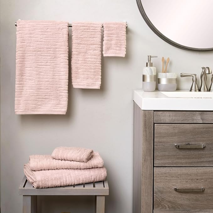 SKL Home CloudSoft Bath Towel, 100% Cotton Luxury, Blush Pink | Premium spa-level quality. 600 GSM weight. Ultra plush & absorbent.