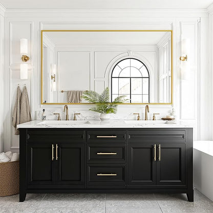 FICTOR Bathroom Vanity Mirror for Over Sink, 55" x 30", Gold | Anti-Rust Frame, Shatterproof Tempered Glass, Vertical/Horizontal Wall Mounted Mirror for Bedroom, Entryway, Living Room
