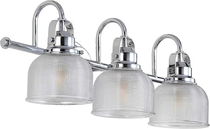JONATHAN Y 25.25" Chrome Modern Bathroom Vanity Light, 3-Light LED Wall Sconce, Clear Glass Bell Shade for Mirror Hallway Kitchen, ETL Listed, LED Bulb Included (JYL7409A)