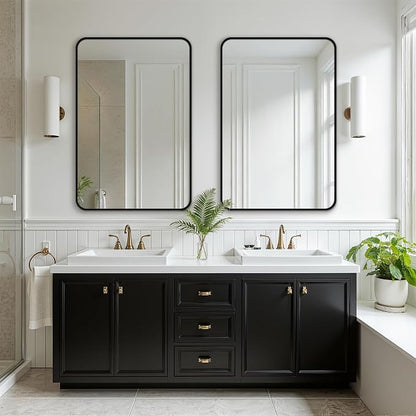 FICTOR Bathroom Mirror for Over Sink, 24"x36" Vanity Mirror for Wall, Black | Shatterproof Tempered Glass, Anti-Rust Frame, Vertical/Horizontal Mounting, Wall Mirror for Bedroom, Living Room, Entryway
