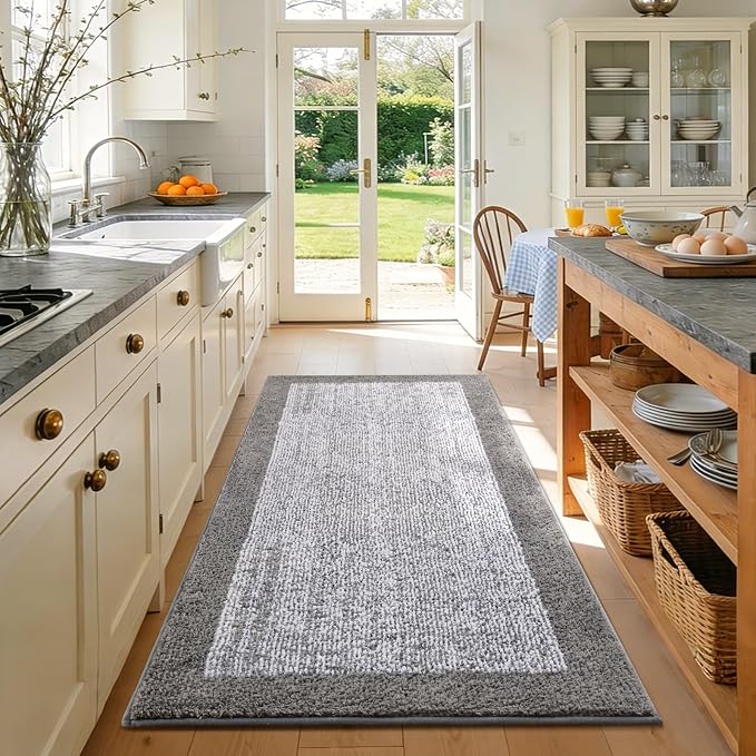48x32 Large Bathroom Rugs Washable Non Slip, Light Grey Bath Mat for Bathroom Floor Tub, Soft Absorbent Quick Dry Mats for Shower, Bathtub,Home Decor