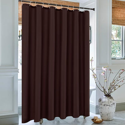 Fabric Shower Curtain Liner 72"W x 84"L-Brown Extra Long Shower Liners | Hotel Quality Water Resistant Machine Washable Shower Liner-Cloth Polyester Light Weight High Ceilings Bathroom Curtain Liner