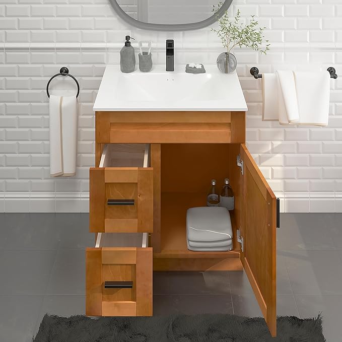 30" Shaker Bathroom Vanity Sink Base with Drawers (Ready-to-Assemble) (Maple Shaker Vanity Base)