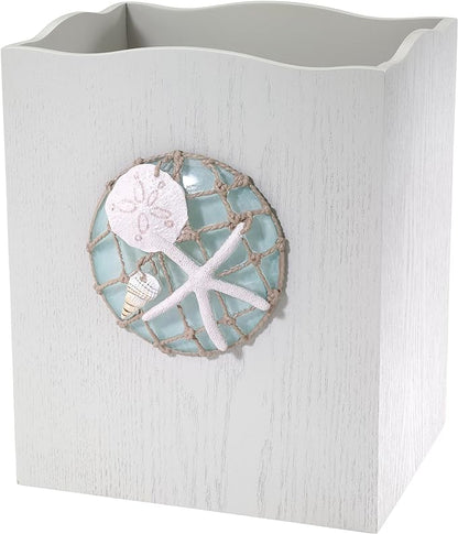 Avanti Linens - Wastebasket, Decorative Trash Can, Coastal, Seaglass