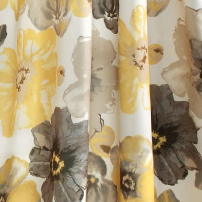 Lush Decor Leah Light Filtering Window Curtain Panels, Pair, 52" W x 95" L, Yellow & Gray - Floral Curtains - Colorful Spring Watercolor Flowers - Long Curtains for Bedroom, Living Room & Dining Room