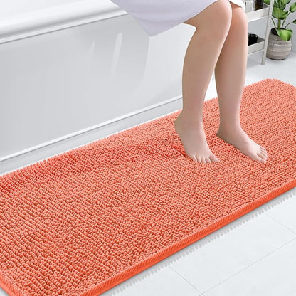 OLANLY Bathroom Runner Rugs 70x24, Extra Soft Absorbent Chenille Bath Rugs | Coral, Quick-Drying Rubber Backing, Machine Washable Long Bath Mat for Bathroom Floor, Tub and Shower, Home Decor Accessories