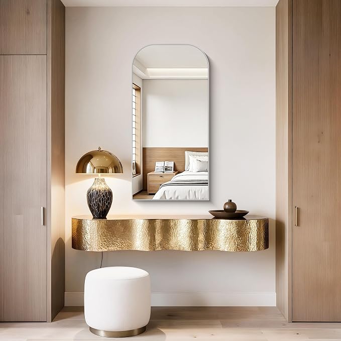 YIROMAN Bathroom Mirrors for Over Sink,18"x36" Silver Vanity Mirror | Thin Brushed Aluminum Frame,HD tempered glass, Rectangular,Rounded & Right-angle Corners,Sink,Entryway,Bedroom