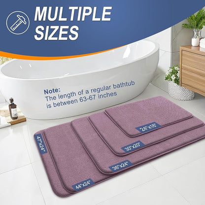 OLANLY Memory Foam Bathroom Runner Rug 47x17, Absorbent Long Mat, Deep Plum | Soft Quick Dry Bath Rugs, Non-Slip Carpet, Machine Washable Mat for Bathroom Floor, Tub and Shower, Home Decor Accessories
