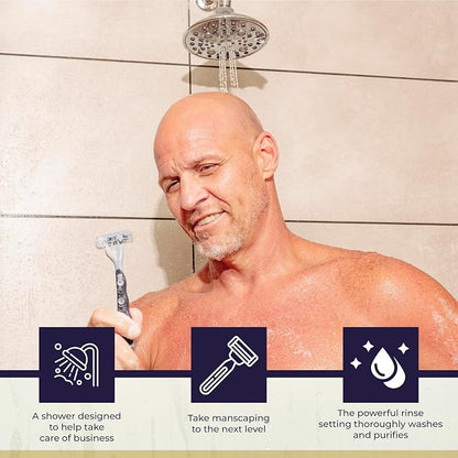 6-Inch Chrome Shower Head with 6 Settings, High Pressure Showerhead for Low Flow, Enjoy a Relaxing High Pressure Shower, Perfect Replacement for Any Bathroom - Winthorpe Scotch Mist