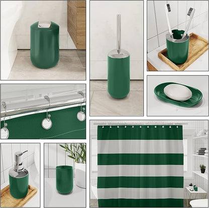 Clara Clark Bathroom Set - Green Bathroom Accessories Set, 20PC Bathroom Accessory Set, Shower Curtain Set with Liner, Toothbrush Holder, Soap Dispenser, Soap Dish, Toilet Brush Holder, and Trash Can