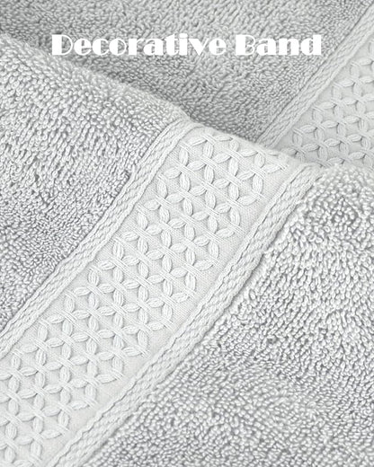 Cleanbear Soft Cotton Towels Bath Shower Towel Set for Body Drying, 2-Pack | 100% Cotton Bath Towels, Thick and Highly Absorbent Bathroom Towels (Grayish-White & Fresh-Green)