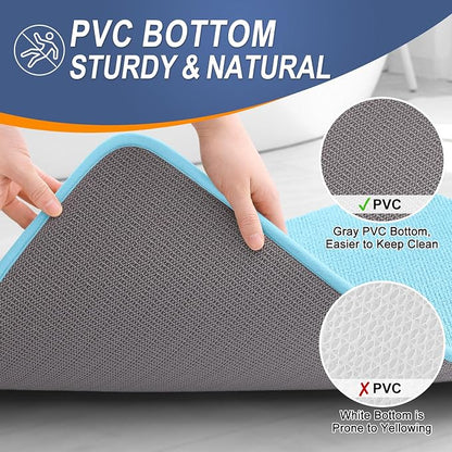 OLANLY Memory Foam Small Bathroom Rugs 24x16, Absorbent Bath Mat, Sky Blue | Soft Quick Dry Bath Rugs, Non-Slip Carpet, Machine Washable Mat for Bathroom Floor, Tub and Shower, Home Decor Accessories