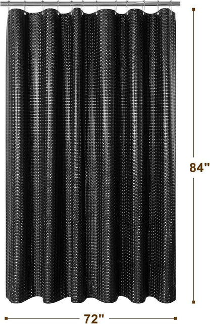 Barossa Design Extra Long Shower Curtain Liner Dimensional Black, 72x84 | Waterproof PEVA, 3 Bottom Magnets, Metal Grommets, Lightweight Plastic Shower Liner XL 72 x 84 Inches for Bathroom/Tub
