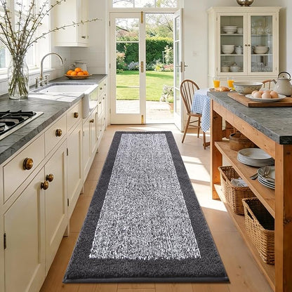 60x24 Long Bathroom Rugs Washable Non Slip, Dark Grey Bath Mat for Bathroom Floor Tub, Soft Absorbent Quick Dry Mats for Shower, Bathtub,Home Decor