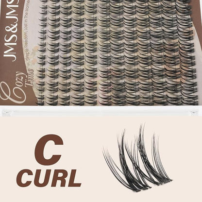 JMS&JMS Double Spike Lash Cluster Kit, Anime Lashes Kit with Invisible Band | C Curl 8-18MIX Lash Lift Kit False Eyelashes Natural Wispy Lash Clusters Kit DIY Eyelash Clusters Kit at Home