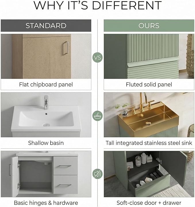 20 inch Bathroom Vanity with Golden Metal Sink, Bath Storage Cabinet with Soft-Closing Door and Drawer, Perfect for Small Space, Powder Room, Hotel, Mint Green