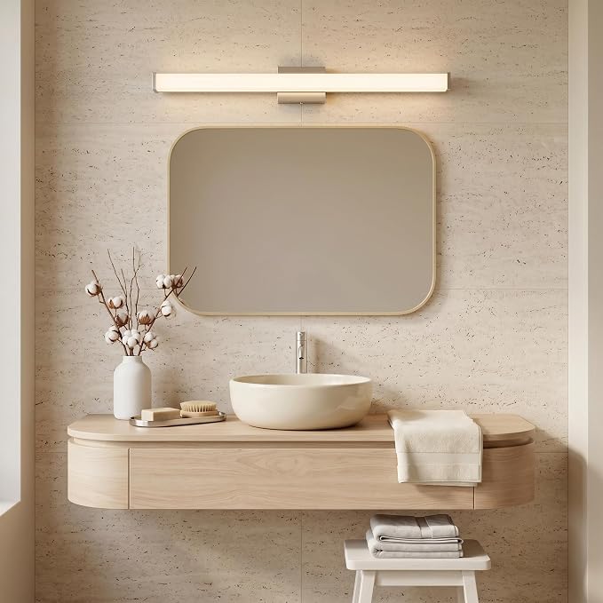 URSOLA 36" Modern LED Bathroom Light Fixtures, Brushed Nickel 3CCT Dimmable Bathroom Vanity Light Over Mirror, Bathroom Vanity Bath Bar Lights with Double Layer Acrylic Shade