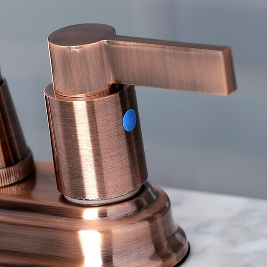 Kingston Brass KB849NDLAC NuvoFusion Two-Handle 2-Hole Deck Mount Bar Faucet in Antique Copper