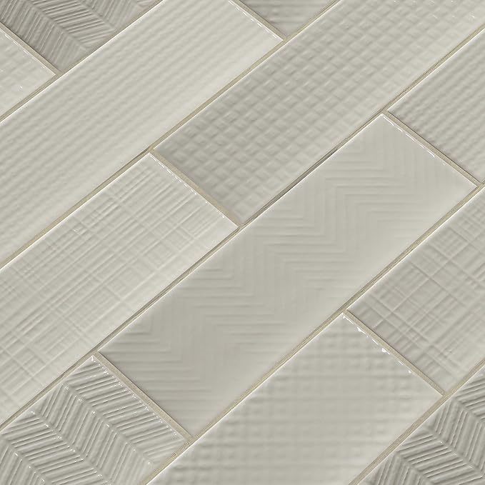 MSI Urbano Crema 3D Mix 4x12 Inch Glossy Ceramic Subway Tiles for Bathroom, Kitchen Backsplash & Accent Wall