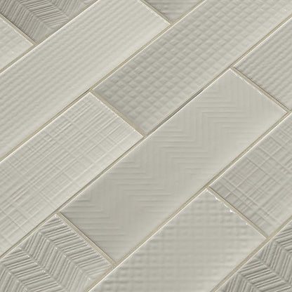 MSI Urbano Crema 3D Mix 4x12 Inch Glossy Ceramic Subway Tiles for Bathroom, Kitchen Backsplash & Accent Wall